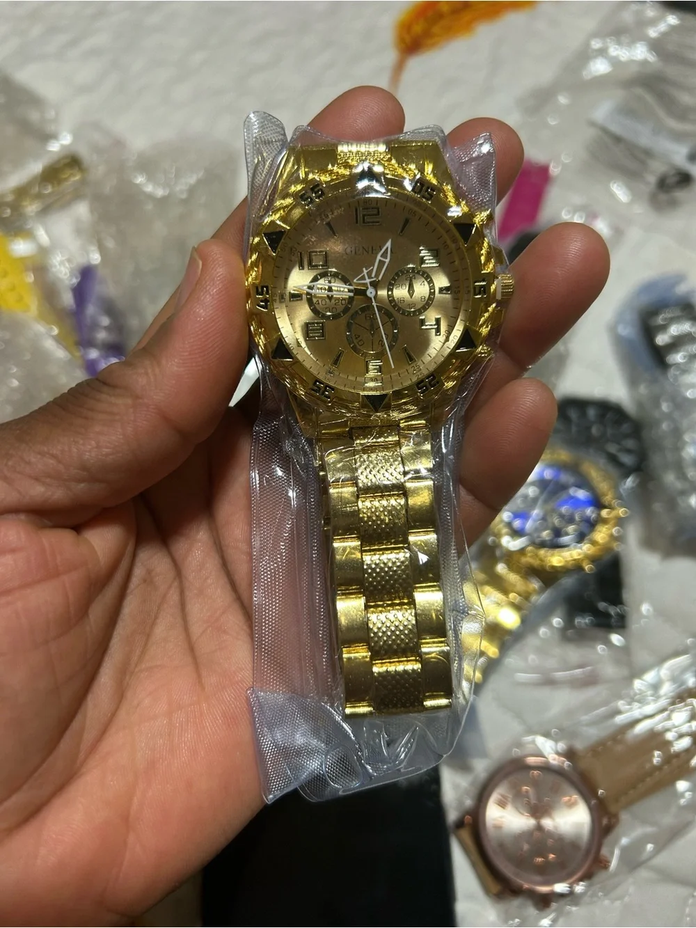Geneva Gold-Tone Men's Bracelet Watch